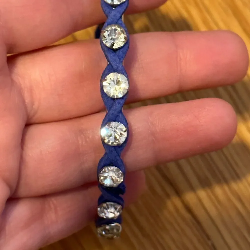 Cobalt blue rhinestone bangle bracelet silver - Picture 3 of 3